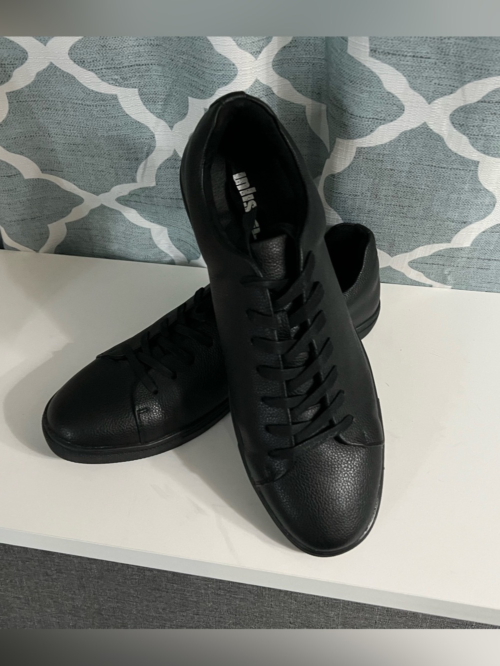 Unlisted Men's All-Black Leather Lace-Up Sneakers